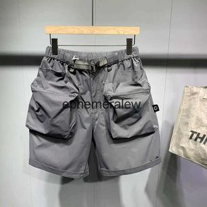 Herr shorts sommar mode mens byxor stora fickor mitten 2023 ny koreansk version lös y2k grunge stilig tunn last shorts menh24220