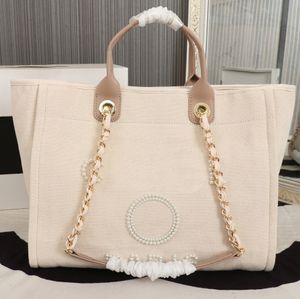 2024 Designer Bag Summer Hot Beach Bag Fashion Bag Cotton Linen & Denim Large Capacity Shopping Bag Tote Bag Chain Strap Bag Versatile Bag