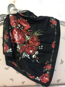Шарфы Квадратный шарф с цветком пиона, фирменный шарф из пашмины с цветочным дизайном, весенние шали, 88x88 см, падение