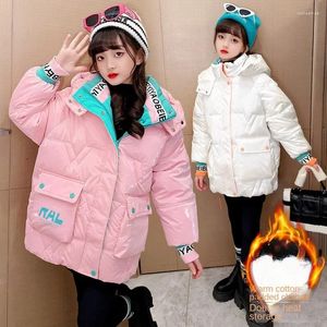 Casaco para baixo cuhk roupas infantis menina carta manter quente inverno crianças casacos para meninas outerwear estofamento 2024 jaquetas meninas