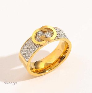 Luxury Jewelry Designer Rings Love Wedding Supplies Diamond 18k Gold Plated Stainless Steel Ring Fine Finger for Women Fashion Accessories 3M77
