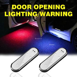 Luz de advertência da porta do carro led colorido flash atmosfera luz de boas-vindas anti-colisão anti-luz traseira fiação livre