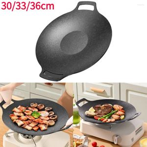 Pans Grilling Pan Non-stick Thick Cast Iron Frying Flat Pancake Griddle Stone Cooker BBQ Grill Induction Cooking Pot For Outdoor