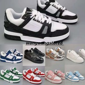 Z projektantem pudełka Treaker Trainer Buty Casual Buty Calfskin Abloh White zielony niebieski Niech Losuj torebkę Vuttonly Crossbody Viutonly vittonly