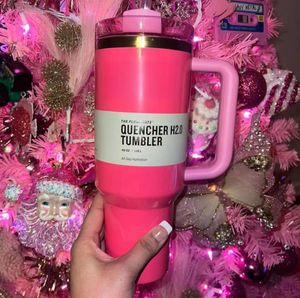 Winter Pink Shimmery Co-Brended Target Red 40oz Quencher Tumblers Cosmo Parada Flamingo Valentines Day Gift Cups 2nd Car Mugs