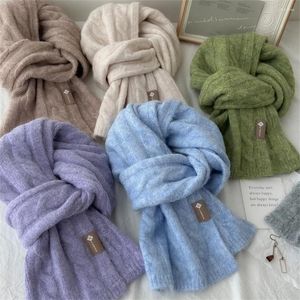 Halsdukar Luxury Cashmere Kvinnor Solid Color Thick Warm Scarf Student Couple Neckerchief Winter Soft Woolen Pashmina sjal Gift