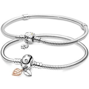 Banles oryginalny moment liście stokrotka klapa łańcuch łańcucha węża Bransoletka Fit 925 srebrny koralik urok Bangle Europe Diy Jewelry