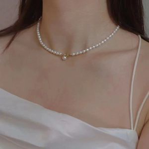 Halsband heta sälj mode ljust naturligt sötvatten pärla 14 k guld fylld kvinnlig kedja halsband smycken för kvinnor julklapp