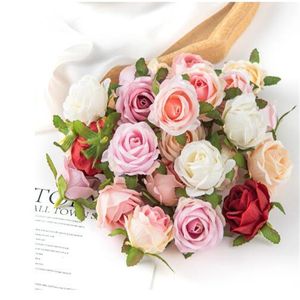 Sztuczny kwiat róży jedwabny kwiat ręcznie robiony girlandy fałszywy kwiat ślubny pudełko prezentowe dekoracyjne akcesoria na ścianę kwiat