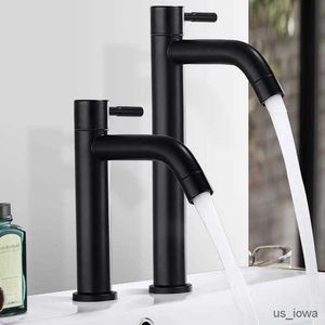 Bathroom Sink Faucets G1/2 Cold Only Basin Faucet Black Paint Stainless Steel Bathroom Waterfall Tall Sink Lavatory Vessel Tap Deck Mount Single Hole