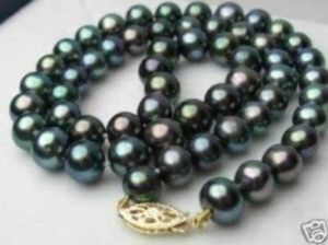 Necklaces FREE shipping Rare! 87MM black Akoya Cultured Pearl Necklace 18"A+