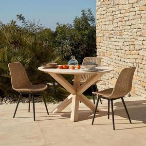 Camp Furniture Outdoor Set Dining Table Teak And Rattan Chair Quality - Maretha