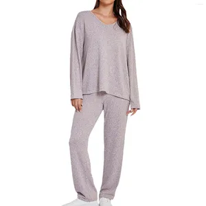 Damen-Nachtwäsche-Pyjama-Sets, Übergröße, dickes Mädchen-Pyjama-Set, modische Homewear, Soild-Langarm-Herbst-Winter-Damenkleidung