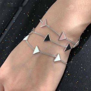 Minimalist and Luxury Triangle Geometric Chain Instagram Style Bracelet Inverted Bracelet High end Enamel Handicraft Women's Trend