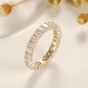 Ringar CXSJEREMY 14K 585 GUL GULD Oval Cut Moissanite Förlovningsring Vintage Full Eternity Stacking Bridal Promise Jubileumsgåva