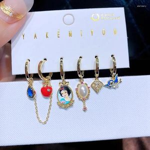 Dangle Earrings Migga 6pcs/set Fairy Tale Princess Apple for women girlsゴールドカラージュエリー