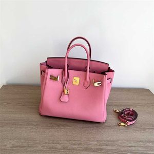 Tote Handbag Bk Sweet Pink Womens Bag Lychee Pattern Leather Handbag Fashionable Top Layer Cowhide Crossbody Small Bag Trendy