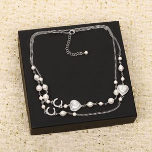2024 Luxury quality charm long sweater pendant necklace with white nature shell beads in silver plated heart design have stamp box PS3021B