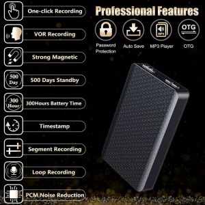 Pierścienie 300Hour Voice Recorder Wysoka jakość HD Dictaphone Pen Audio Dźwięk Mini Aktywowany Profesjonalny Professional Micro Mp3 Player