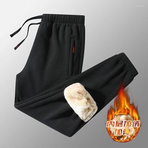 Calças masculinas inverno homens quentes engrossar sweatpants velo corredores lambskin cashmere casual masculino impermeável calças de pousio térmico