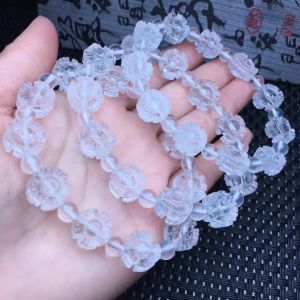 バングル1 PC Fengbaowu Natural Rock Quartz Flower Bracelet Round Beads Crystal Reiki Healing Stone Fashion Jewelry Gift