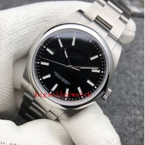 Ny lyx Sapphire högkvalitativ evig ny No Date Steel kupol Black Dial Automatic Mechanical Mens Men's Watch Watches2102