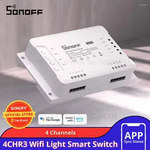 Smart Home Control Sonoff 4Chr3 4 Gang Wifi Wifi Light Switch Cnillels Electronic iOS Android App يعمل مع Alexa Google