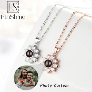 Halsketten EthShine Benutzerdefinierte Fotoprojektive Halskette 925 Sterling Silber Bild Halskette Personalisiert für Frauen Freundin Mutter Schmuck