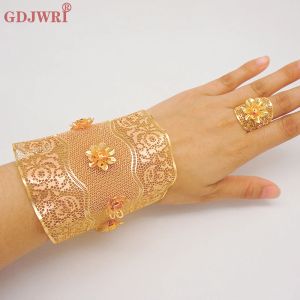 Banles Fashion Dubai Gold Kolor Regulowany łańcuch Pierścień Boguła dla kobiet Indian France Flower Bransoletka Biżuteria Afrykańska prezent ślubny