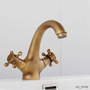 Bathroom Sink Faucets Antique Brass Bidet Shower Basin Faucet Dual Cross Handles Hot Cold Water Mixer Tap Spout Kitchen Bathroom Toilet Water Tap