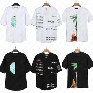 Verão de luxo camisetas para homens roupas moda 100% algodão camiseta clássico High Street palm -angel gráfico tee tripulação pescoço manga curta mens designer camiseta