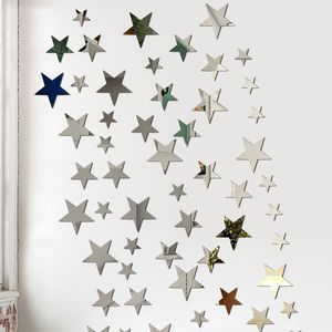 20pcs/set Star 3D Wall Sticker Mirror Irregular Mirror Vanity Mirror Art Decal Kids Living Room Decoration Decorative Home Decor HW0187