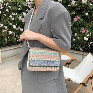 Shoulder Bags Etnic Style Straw Woven Bag Iridescence Cain Soulder Small Square Bag Fasionable Small Fres Artistic Feeling Womens BagH24220