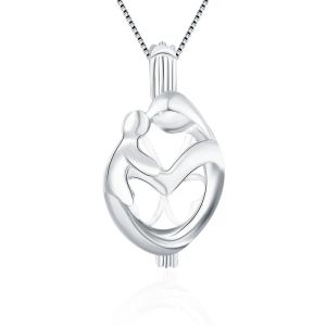 Hängen Cluci 925 Sterling Silver Cage Pendant Pearl Locket Necklace Gift For Mother Love Charms Pendant Silver 925 Pearl Locket SC207SB