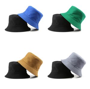 Reversible Hats Solid Color Bucket Hat For Men Women Summer Sunhat Unisex Travling Fishing Hat