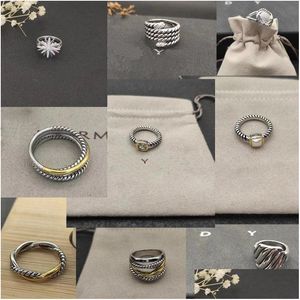 Bandringe S Dy Ring Twisted Gold Hochzeit für Männer Frauen Geschenk Kreuz Set mit Diamanten Designer Retro 925 Silber Personalisierter Luxus Jude Dh8Jn