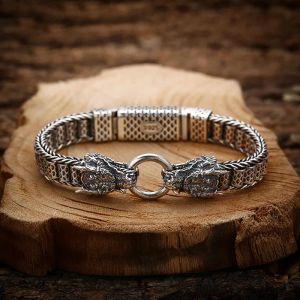 Bracelets NY 2023 Handwoven Bracelet with Double Head Coarse Men's Trend Thai Silver Retro Used Jewelry