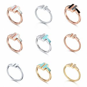 anel de jóias Designer de moda Clássico Luxo Abertura anéis 925 Sterling Band mulheres casal Duplo X-em forma de titânio aço amor Aniversário Marca N67l #