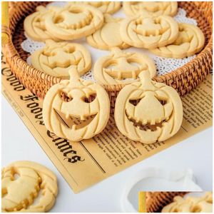 Moldes de cozimento Mods DIY Halloween Abóbora Fantasma Biscoito Molde Cookie Cutter Horror Stamp Fondant Bolo Ferramenta para Crianças Drop Delivery Home Dhuoc