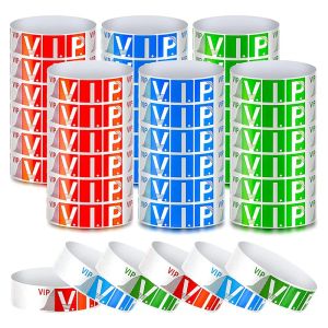 Bracelets 600 Pack VIP Wristbands For Events Waterproof VIP Wristbands VIP Paper Bracelets Wristbands For Party (Red, Blue, Green)