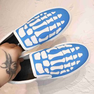 Fashions Mens spårar ny lyxdesigner Bone Decoration Sneaker Casual Designer Shoes ~ Mens Bone Shoes Trainers