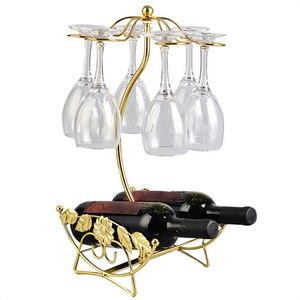 Wine Rack Wine Bottle Holder Glass Cup Holder Display Champagne Bottles Stand Hanging Drinking Glasses Stemware Rack Shelf Preferr227m