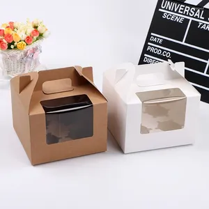 Gift Wrap 10pcs Kraft Paper Bakery Boxes With Window Wedding Favors Dessert Cupcake Kids Birthday Baby Shower Party Supplies