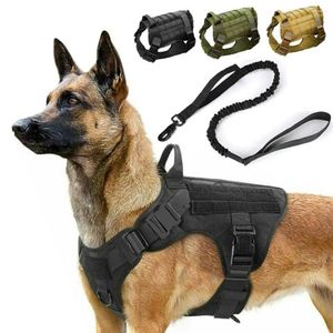 Vestuário para cães K9 Colete Militar Tático Pet Pastor Alemão Golden Retriever Treinamento Arnês e Trela Conjunto para Todas as Raças Cães