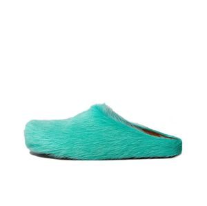 Långhåriga tofflor män kvinnor clogs tofflor lång päls fussbett huvud glid sandaler gul grön mode ourdoor inomhus mens tränare strand tofflor