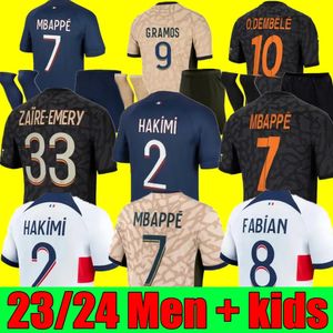 S-4XL Mbappe Dembele Hernandes Kolo Muani Soccer Jerseys Hakimi Skriniar 23 24 Maillots Football Shirt 2023 2024 Men Kids Kits مجموعات موحدة