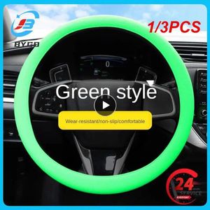 Steering Wheel Covers 1/3PCS Anti Slip Cover Green Universal Fit Car Multi-color Optional Good Air Permeability