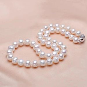 Necklaces 910mm Natural Freshwater Pearl Necklace 925 Sterling Silver Choker Necklaces For Women Jewelery Gift