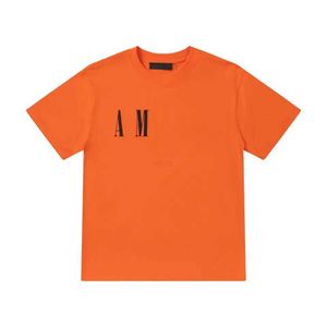 Men's T-Shirts Orange Mens T shirts Letter printed Womens Designer Quality Round Neck Clothes Tee Shirt for mens and womens