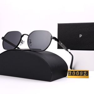 Designer-Sonnenbrille für Herren und Damen, Marke, luxuriös, Metallrahmen, polarisiert, klassische Brille, schwarz, Vintage, Sommer, Outdoor-Sonnenbrille mit Box